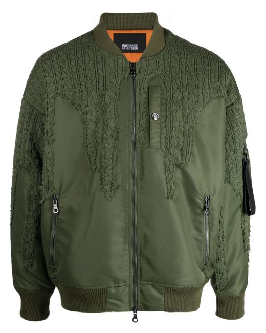 Mostly Heard Rarely Seen Drip crochet-panelling bomber jacket