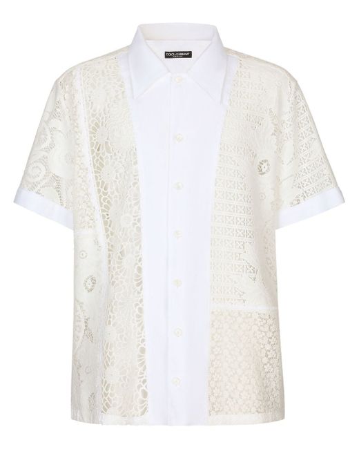Dolce & Gabbana lace-insert Hawaiian shirt
