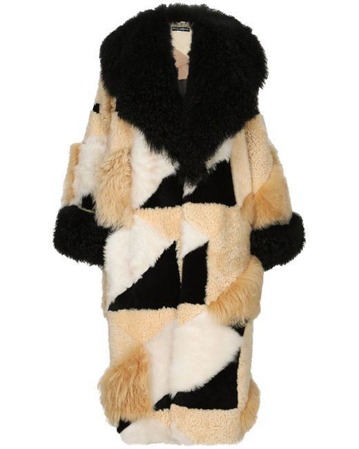 Dolce & Gabbana patchwork-design faux-fur maxi coat