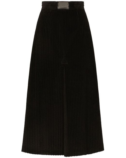 Dolce & Gabbana logo-plaque high-waisted skirt