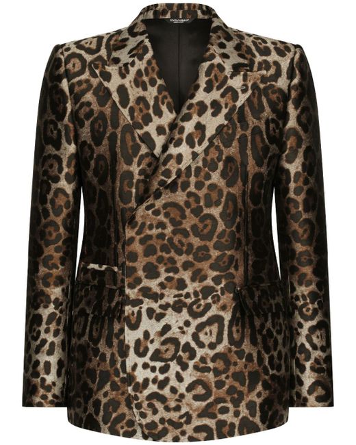 Dolce & Gabbana double-breasted leopard-print suit