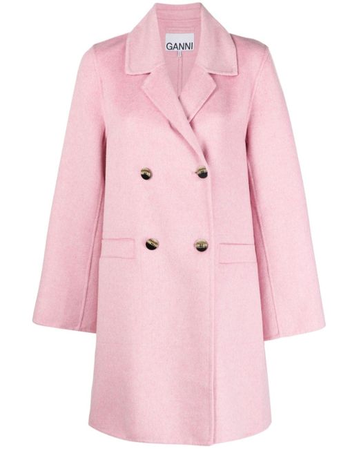 Ganni notched-lapels double-breasted coat