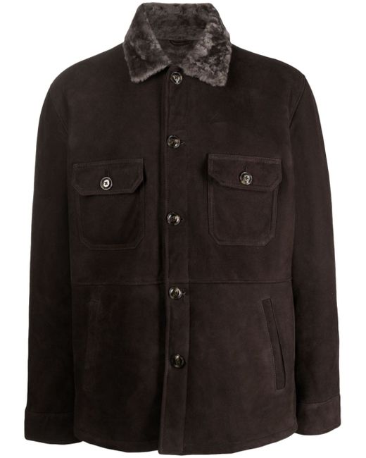 Barba shearling-collar shirt jacket
