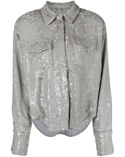 The Mannei classic-collar sequin-embellished jacket