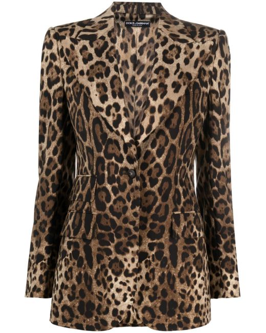 Dolce & Gabbana leopard-print single-breasted blazer