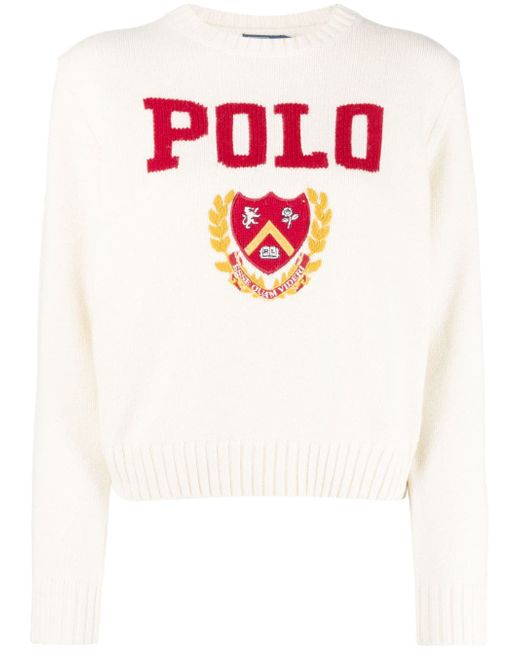Polo Ralph Lauren logo-intarsia crew-neck jumper