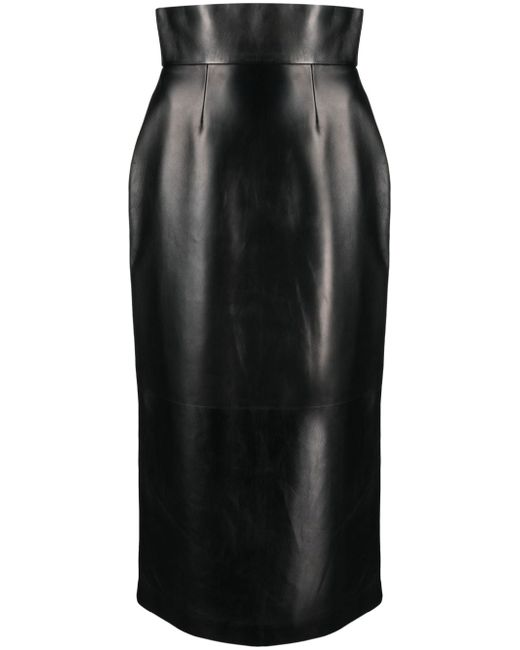 Alexander McQueen Bustier leather midi skirt
