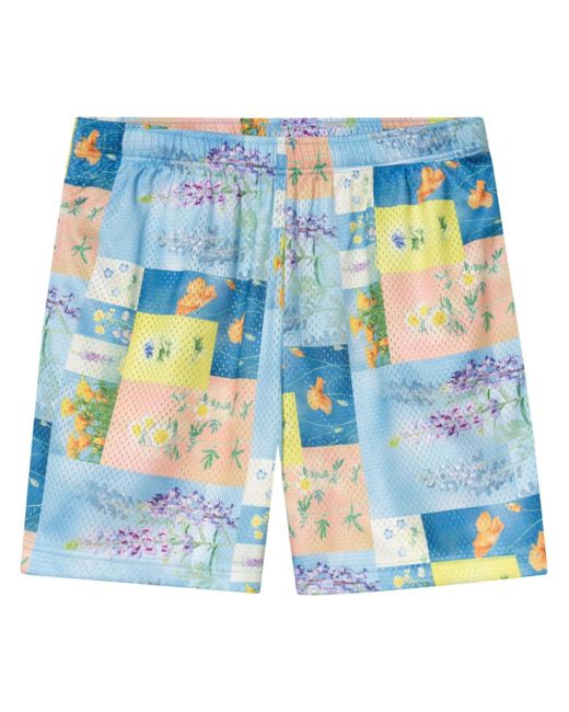 John Elliott Super Bloom Grid-print shorts