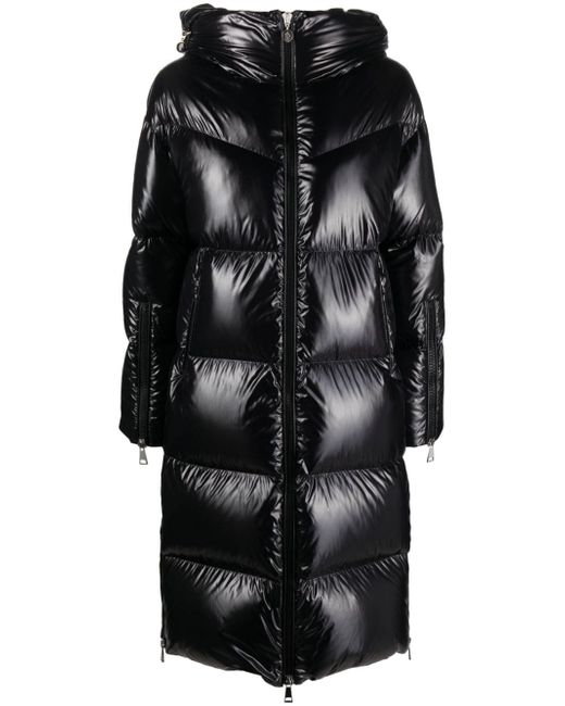 Moncler long down hooded jacket