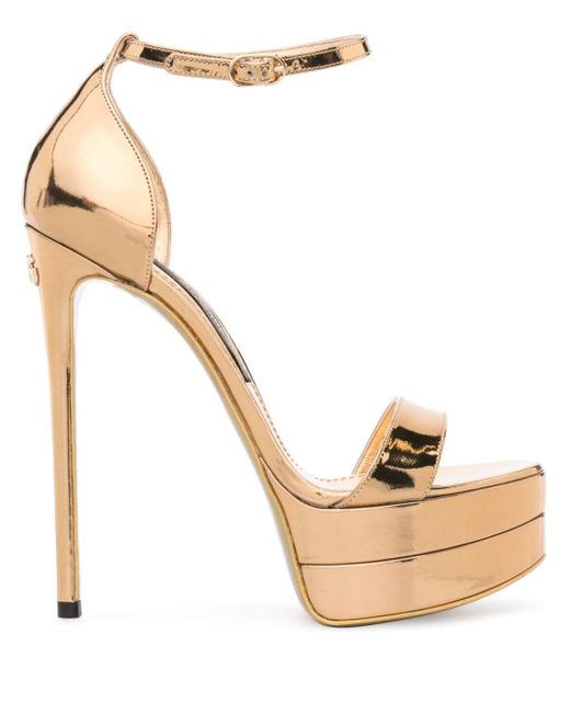 Dolce & Gabbana 145mm metallic-finish leather sandals