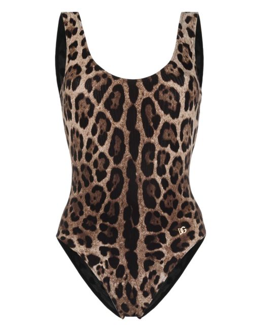 Dolce & Gabbana leopard-print open-back swimsuit