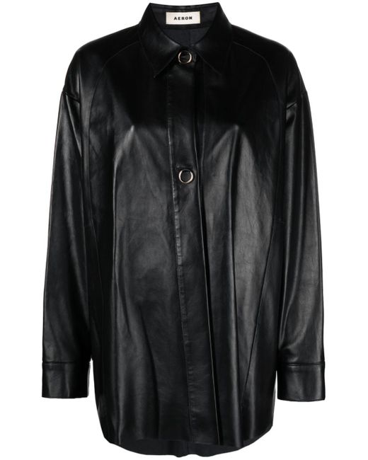 Aeron button-front leather jacket