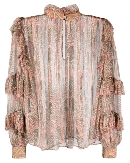 Etro paisley-print ruffled blouse