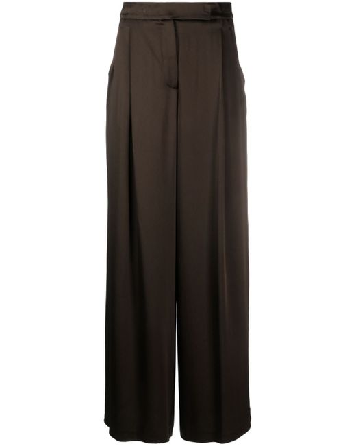 Semicouture pleated satin wide-leg trousers