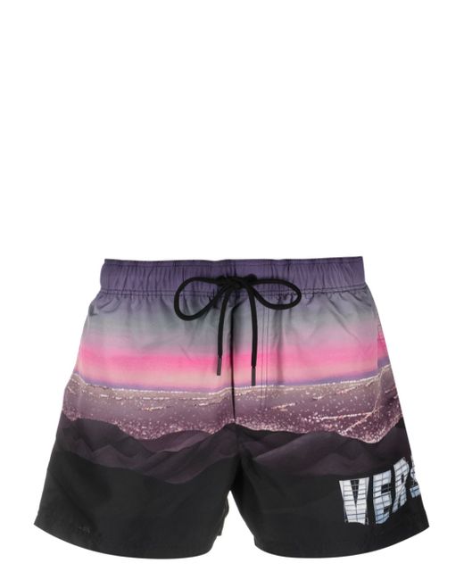 Versace landscape-print swim shorts