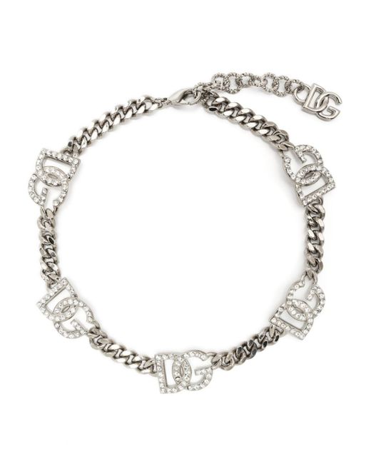Dolce & Gabbana crystal-embellished logo-charm bracelet
