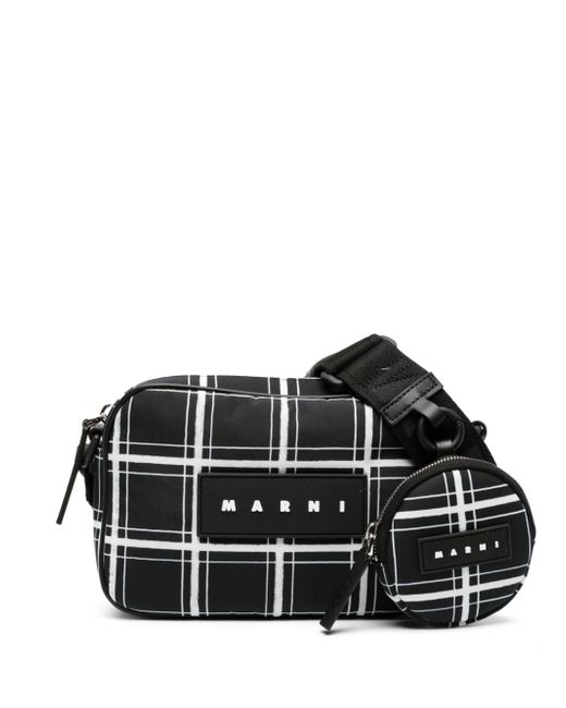 Marni logo-patch leather shoulder bag