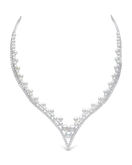Yoko London 18kt gold Raindrop Akoya pearl and diamond necklace