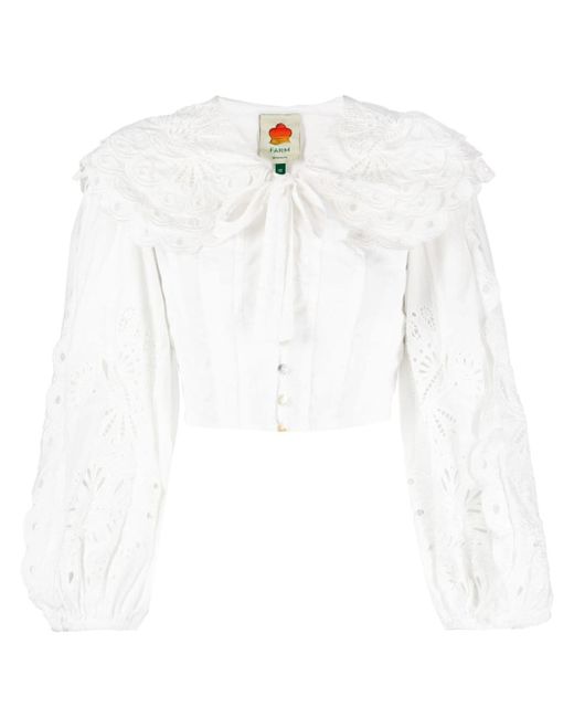 Farm Rio lace-detail cropped blouse