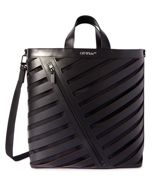 Off-White Diag cut-out leather tote bag
