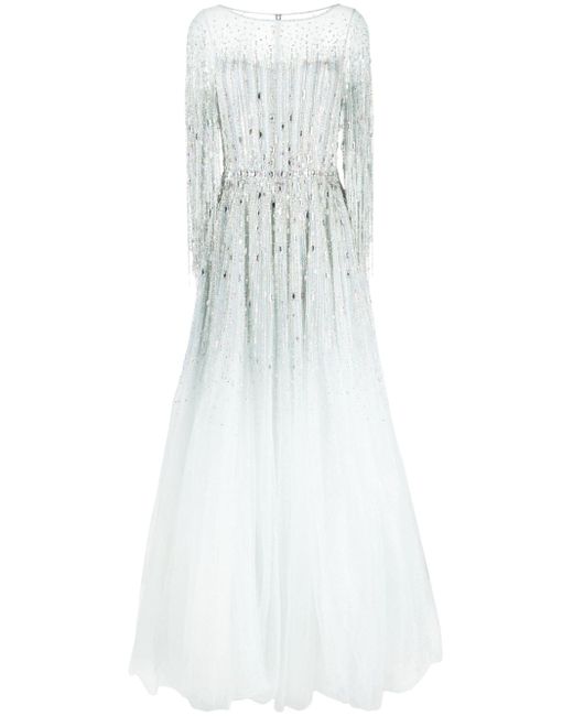 Jenny Packham Hestia crystal-embellished pleated gown