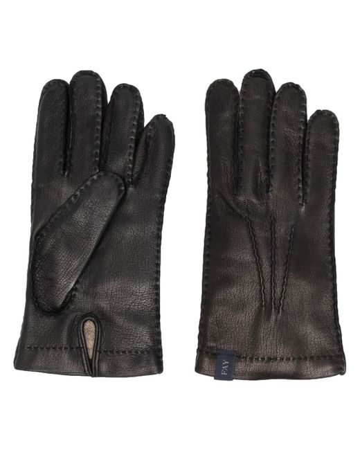 Fay tonal-stitching leather gloves