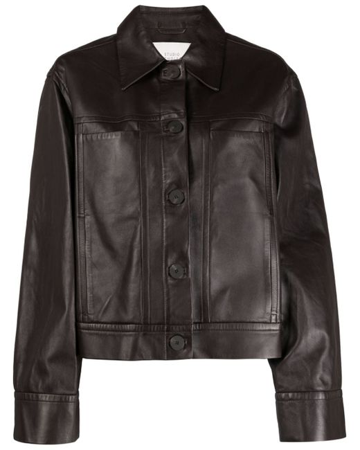 Studio Nicholson button-up leather shirt jacket