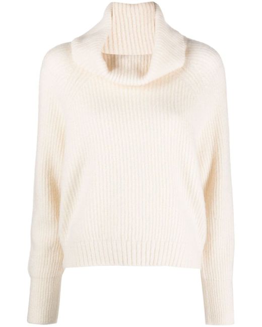 Allude cowl-neck fine-knit jumper