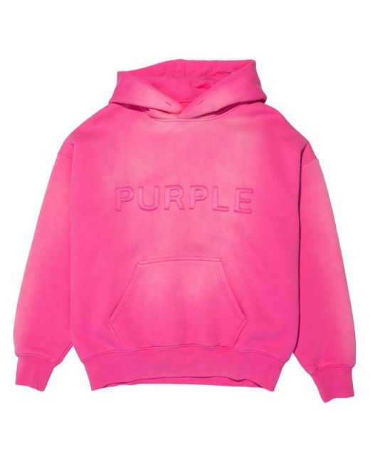 Purple Brand logo-appliqué fleece hoodie