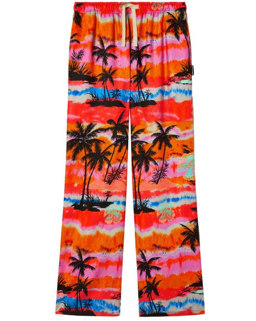Palm Angels psychedelic-palms wide-leg trousers