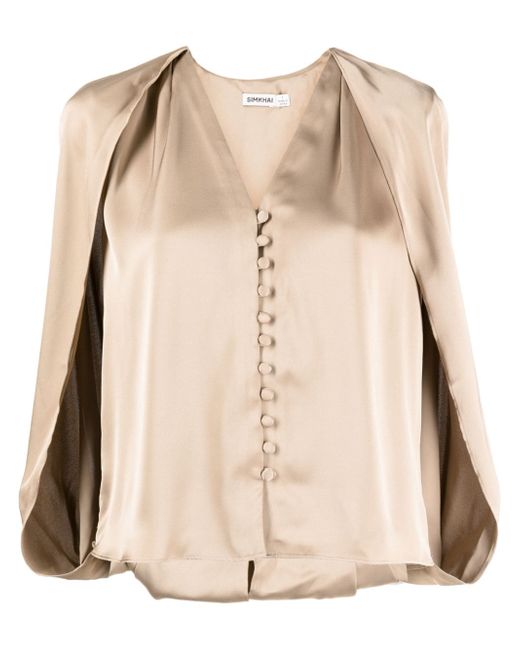 Simkhai cape-design satin blouse