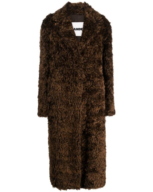 Jil Sander single-breasted faux-fur midi coat