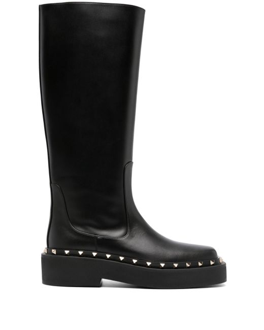 Valentino Garavani Rockstud-embellished knee-high leather boots