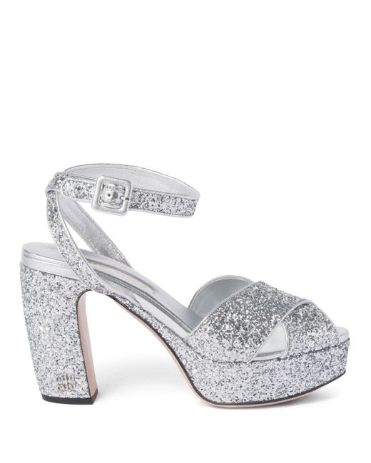 Miu Miu glitter-detailed block-heel sandals