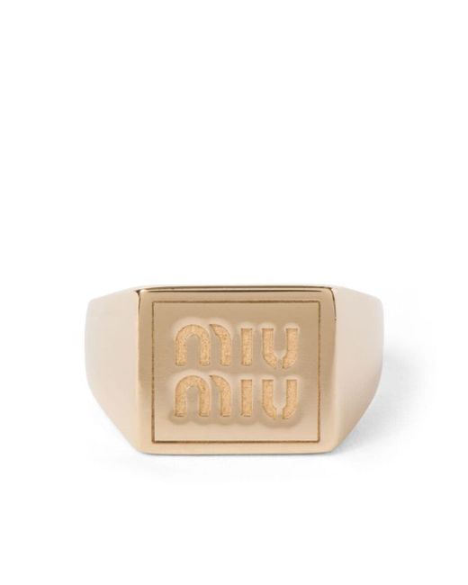 Miu Miu logo-engraved signet ring