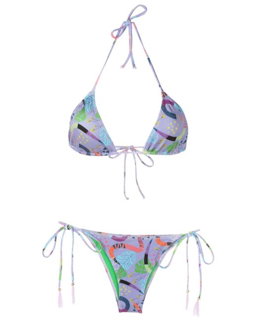 Brigitte graphic-print triangle-cup bikini