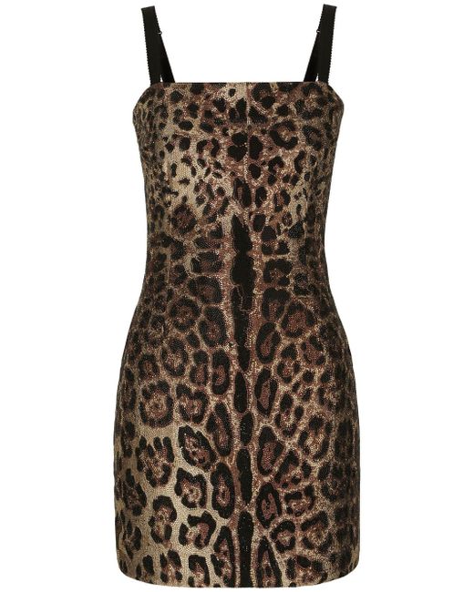 Dolce & Gabbana rhinestone-embellished leopard-print minidress