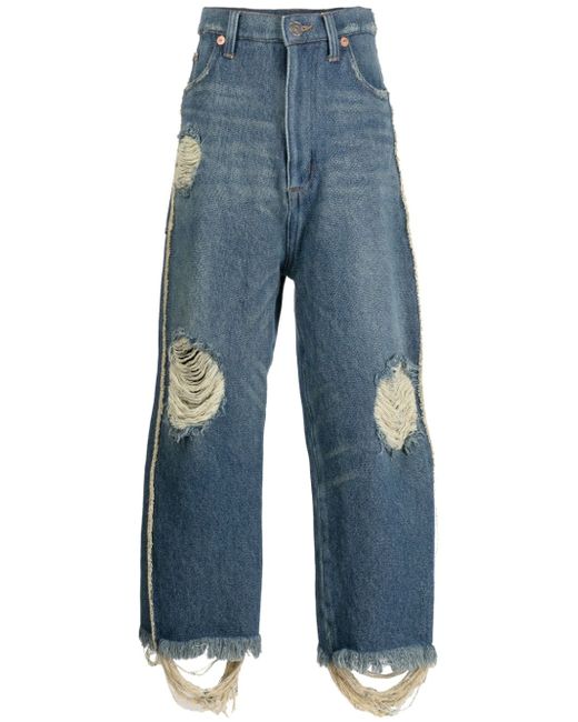 Doublet distressed low-rise straight-leg jeans