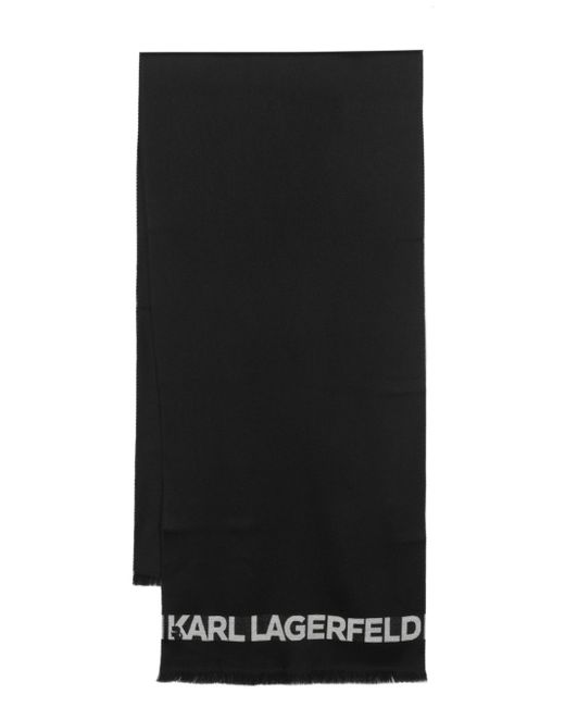 Karl Lagerfeld intarsia knit-logo fringed scarf