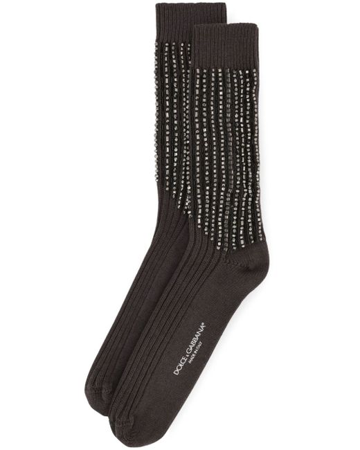 Dolce & Gabbana bead-embellished ribbed-knit socks