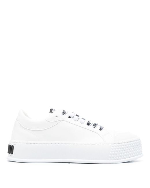 Moschino embossed-logo faux-leather sneakers