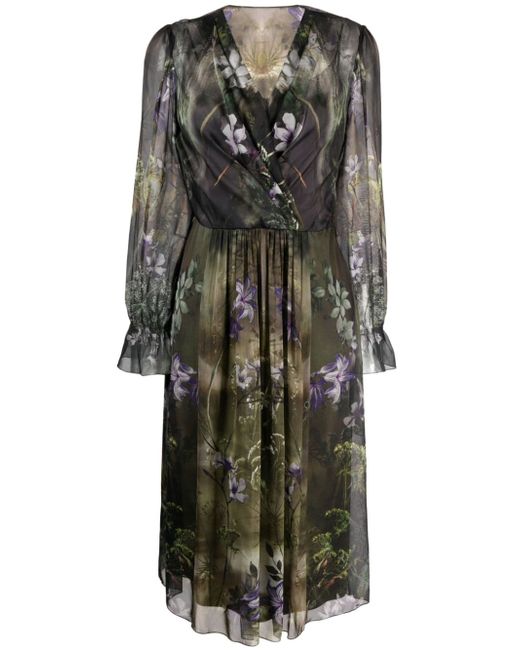 Alberta Ferretti floral-print silk midi dress