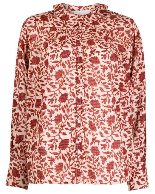 Bonpoint Porto floral-print gingham blouse