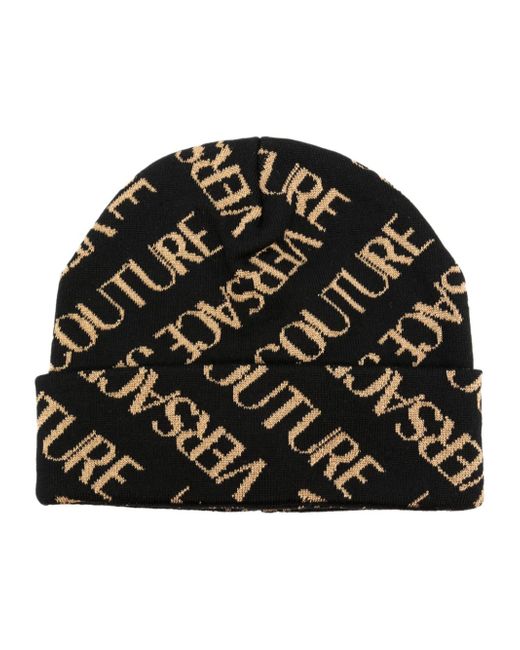 Versace Jeans Couture Couture intarsia-knit logo fine-ribbed beanie