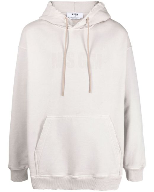 Msgm tonal logo-print hoodie