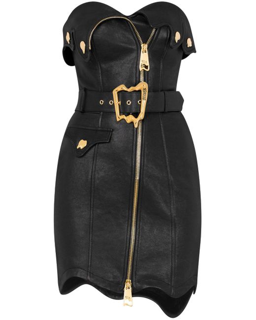 Moschino strapless leather minidress