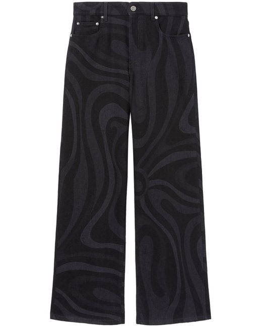 Pucci Marmo-print denim wide-leg jeans