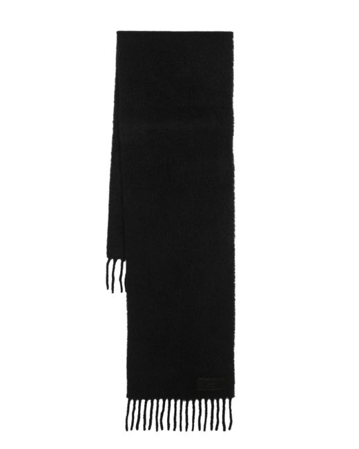 AMI Alexandre Mattiussi logo-patch fringed scarf