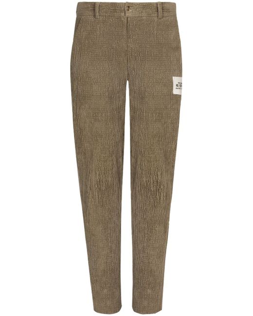 Dolce & Gabbana logo-patch corduroy tapered trousers