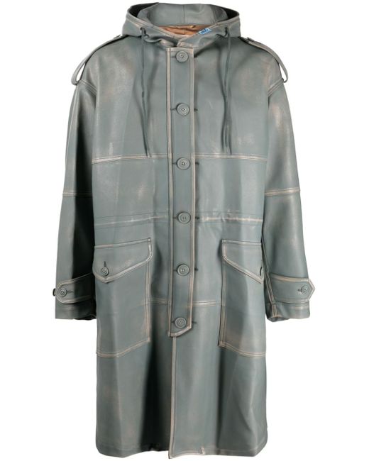 Maison Mihara Yasuhiro faux-leather hooded coat